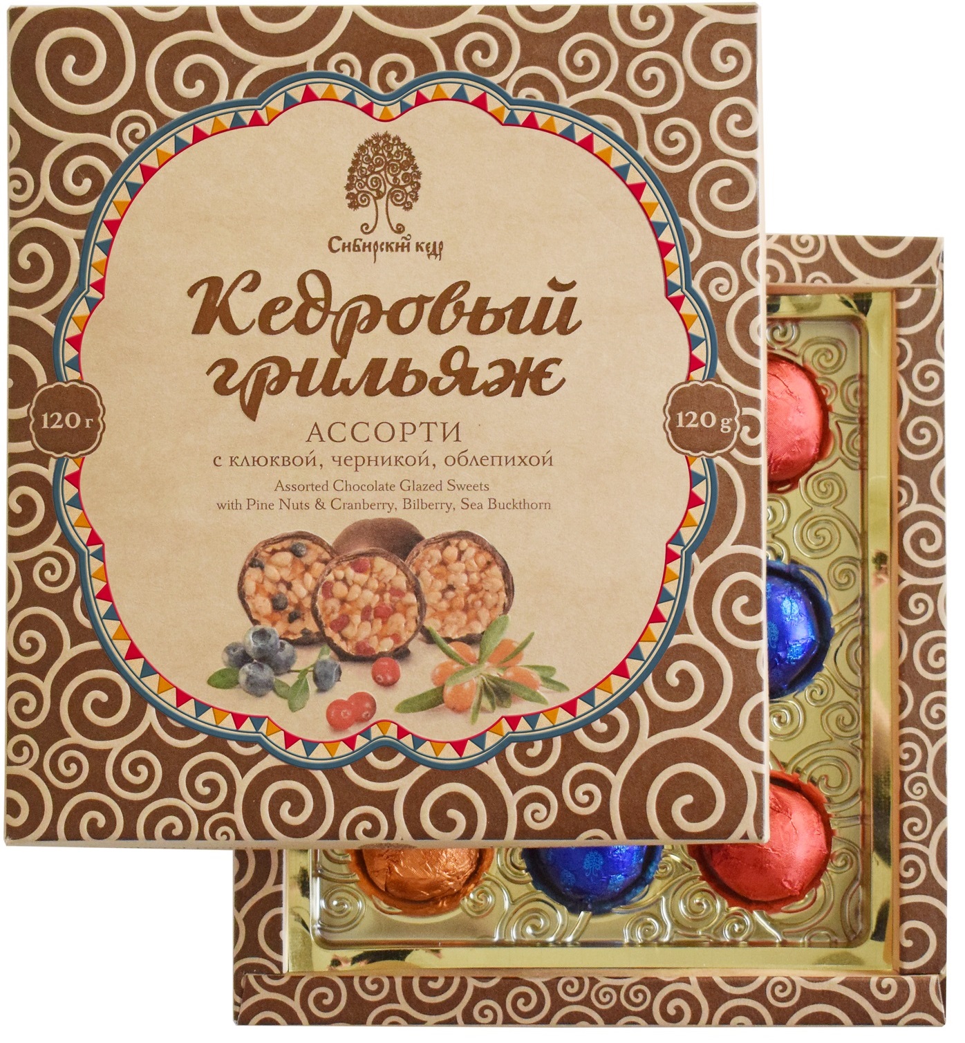 

Конфеты Сибирский кедр кедровый грильяж ассорти 120 г