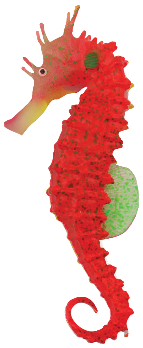 фото Декорация для аквариума jelly-fish морской конек светящийся, силикон, красный, 10х4х2 см