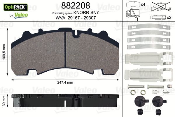 Тормозные колодки Valeo дисковые 882208