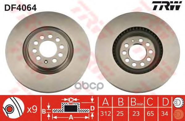 фото Тормозной диск trw/lucas df4064