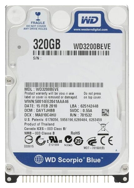 Жесткий диск WD Blue 320ГБ (WD3200BEVE)