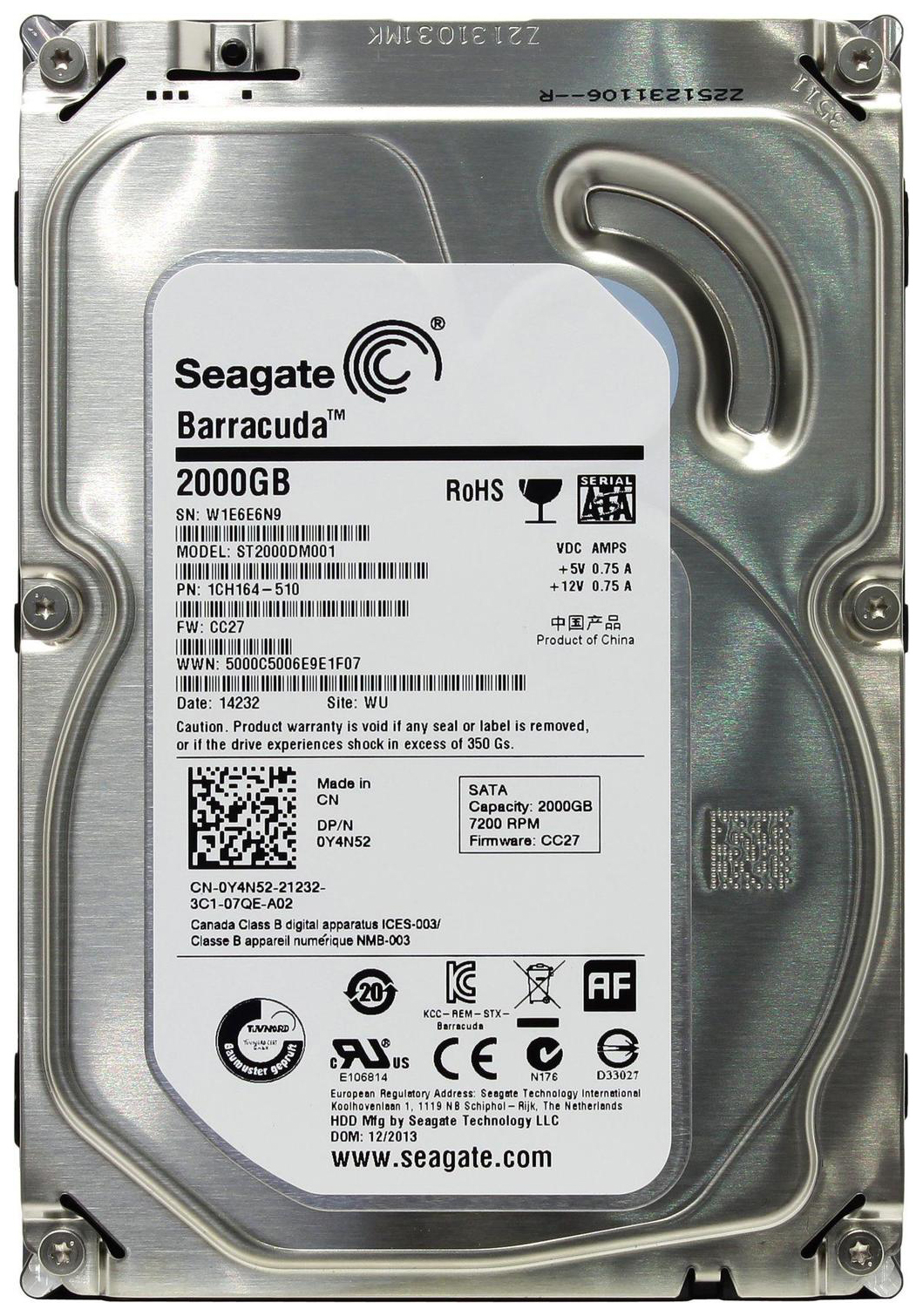 

Жесткий диск Seagate BarraCuda 14 2ТБ (ST2000DM001), BarraCuda