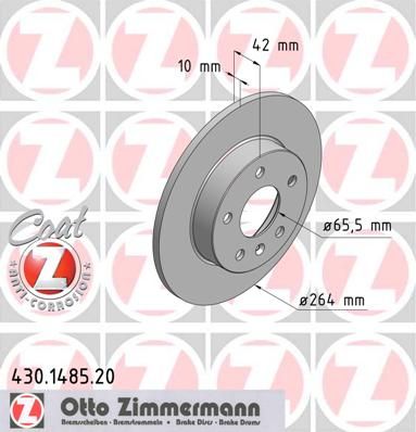 фото Тормозной диск zimmermann 430.1485.20