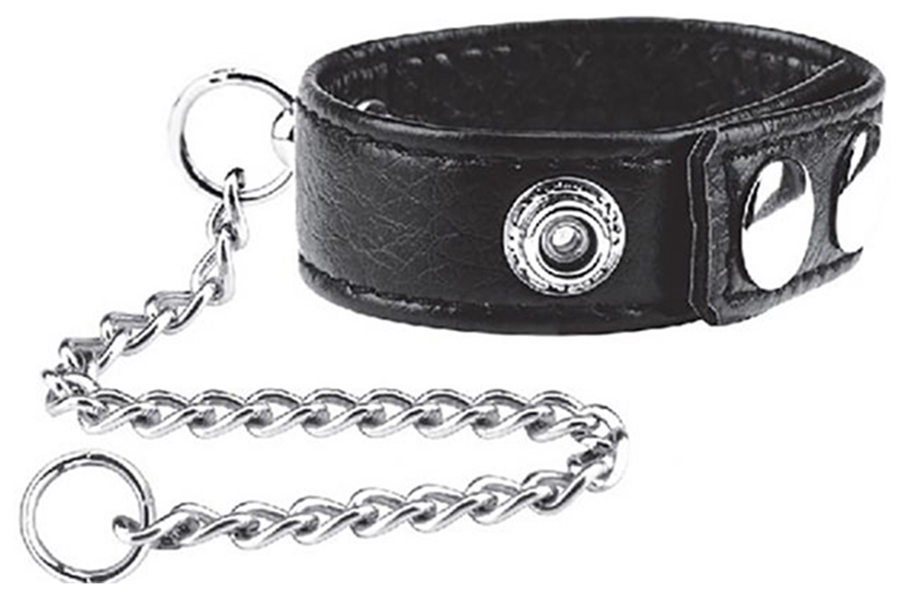 фото Утяжка на пенис blueline snap cock ring with 12 leash с поводком