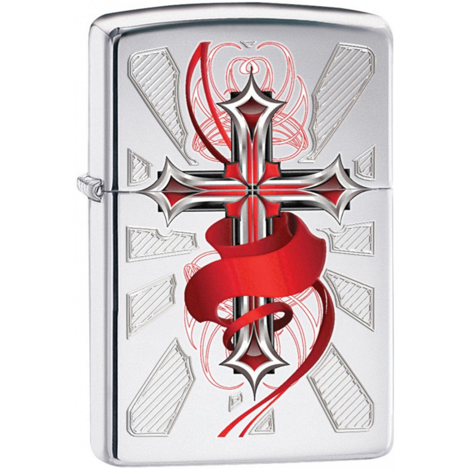 

Бензиновая зажигалка Zippo Cross High Polish Chrome, Серебристый;красный, Cross