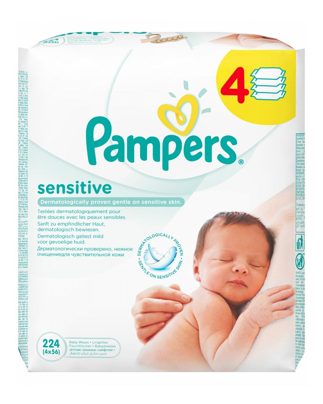 

Детские влажные салфетки Pampers sensitive, 224 шт., Sensitive