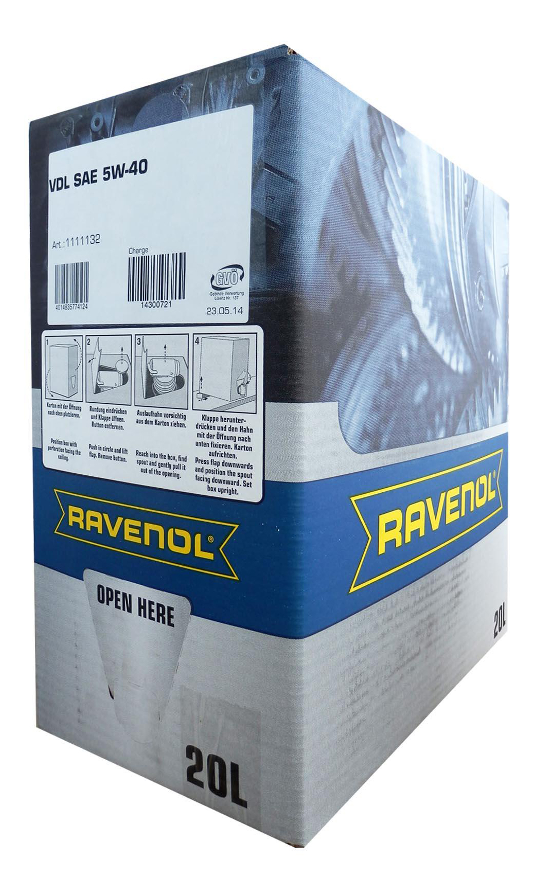 фото Моторное масло ravenol vdl sae 5w-40 20л ecobox