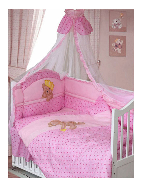 фото Комплект детского постельного белья золотой гусь мишка-царь розовый