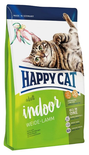 фото Сухой корм для кошек happy cat fit & well indoor, для домашних, ягненок, 0,3кг