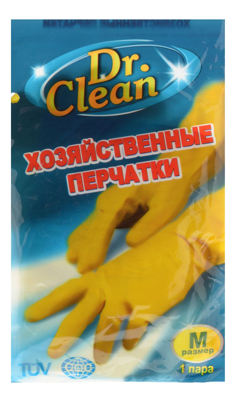 фото Хозяйственные перчатки резиновые, р. m, тон желтые, 1 пара dr. clean