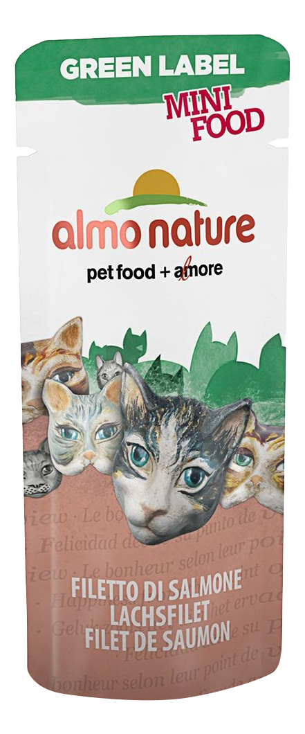 фото Лакомство для кошек almo nature green label mini food кусочки, лосось, 3 г
