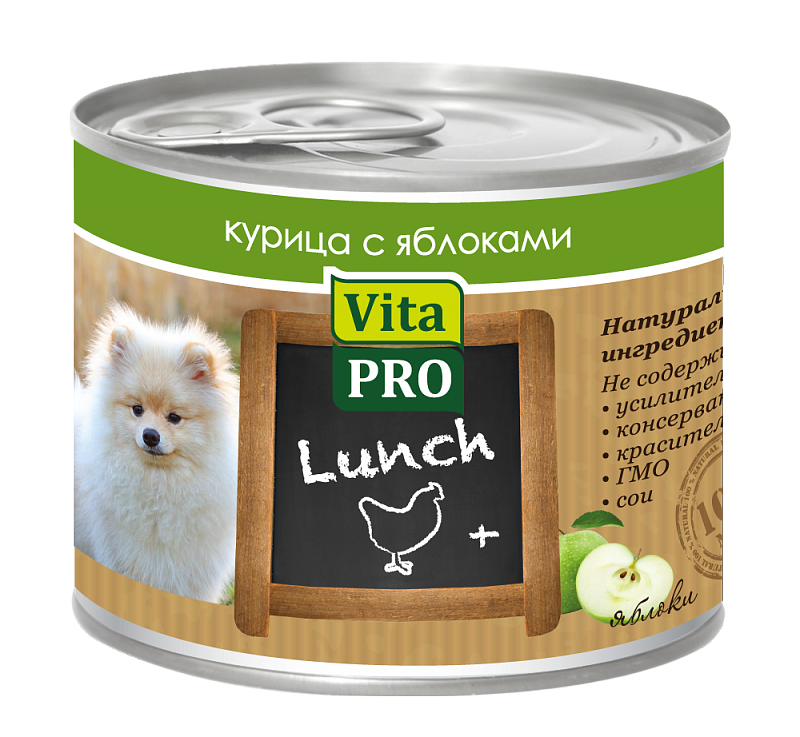 фото Консервы для собак vitapro lunch, курица, яблоки, 200г