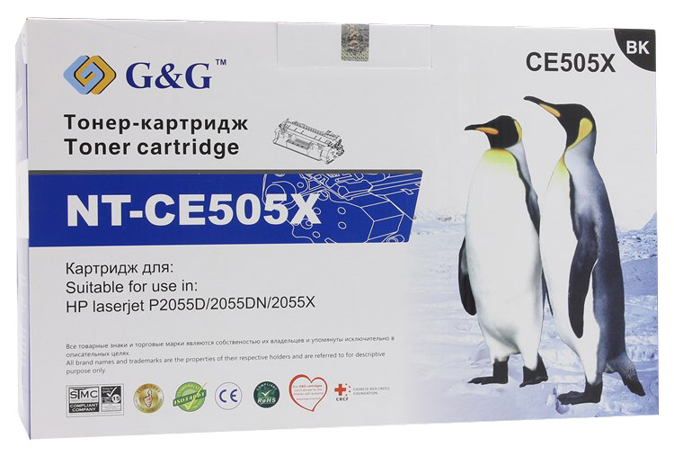 

Картридж G&G "NT-CE505X" (черный) для HP LJ P2055D/2055DN/2055X, NT-CE505X
