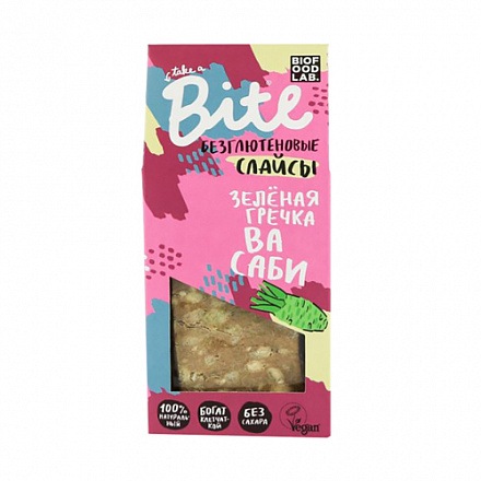 

Хлебцы хрустящие Take a Bite слайсы из зеленой гречки с васаби 100 г