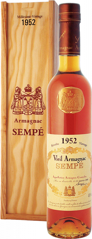 

Арманьяк Sempe Vieil, Armagnac AOC , 40 %, 500 мл, 1952г, gift box