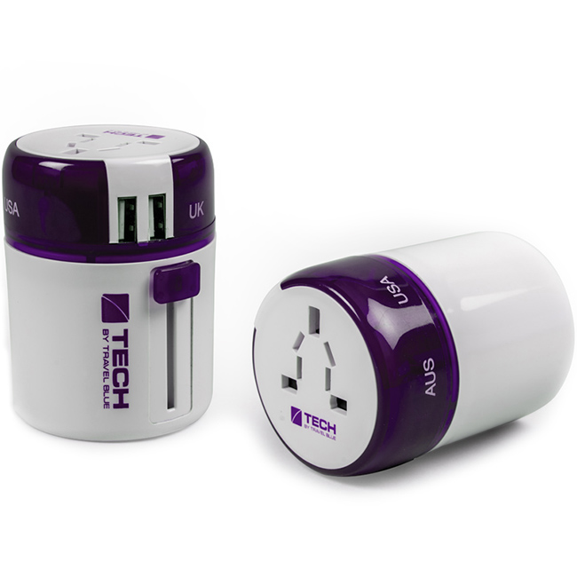 

Адаптер-переходник с 2xUSB-портами для зарядки Travel Blue Sliding Adapto Purple, Фиолетовый