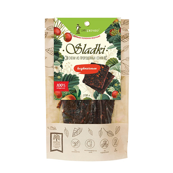 

Снеки из пророщенных семян Экофермер клубничные