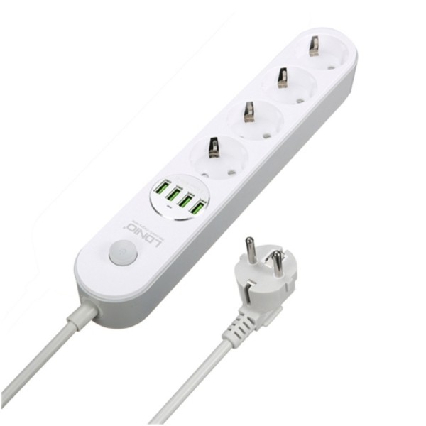 Сетевой фильтр LDNIO Power Socket, 4 розетки, 1,6 м, White