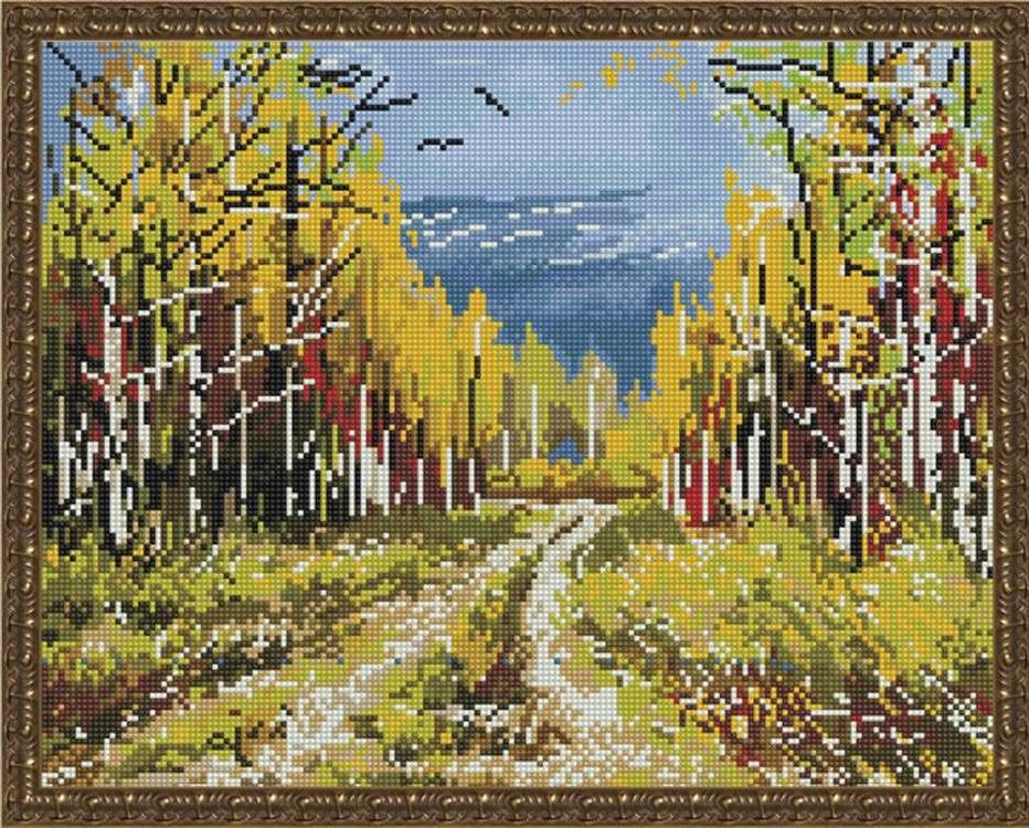 

Алмазная вышивка ВанГогВоМне Осенняя дорога, 40x50 см, Осенняя дорога