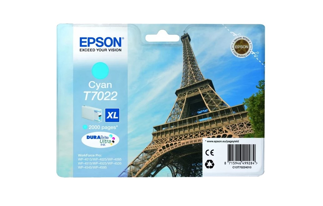 

Картридж для струйного принтера Epson C13T70224010, голубой, оригинал, T7022