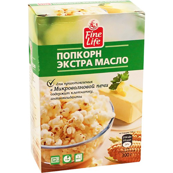 фото Попкорн fine life экстра масло 100 г 3 штуки