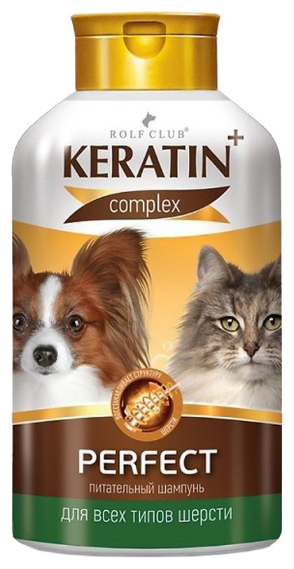 фото Шампунь для кошек и собак rolfclub keratin+perfect универсальный, кератин, 400 мл