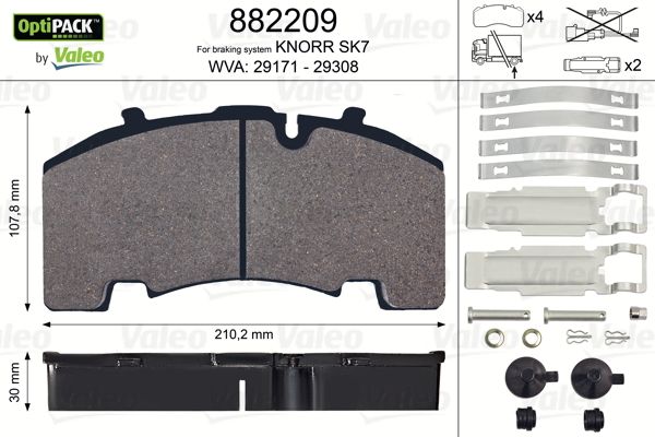 

Тормозные колодки Valeo дисковые 882209