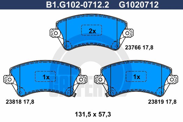 

Комплект тормозных дисковых колодок GALFER B1.G102-0712.2