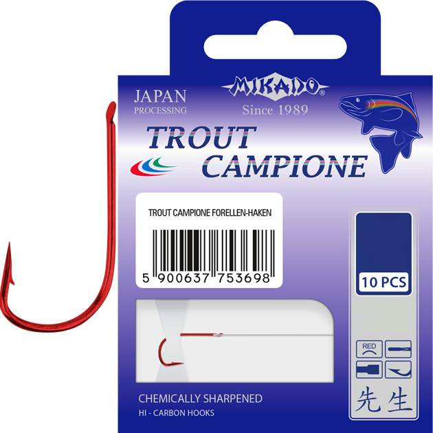 

Рыболовные крючки Mikado Trout Campione №2, 10 шт., Trout Campione