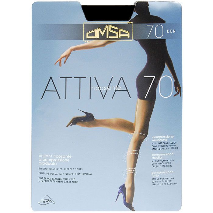 фото Колготки omsa attiva 70 / nero (черный) / 5 (xl)