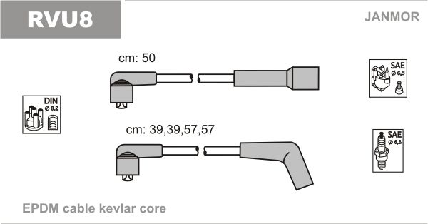 

Комплект проводов зажигания JANMOR RVU8