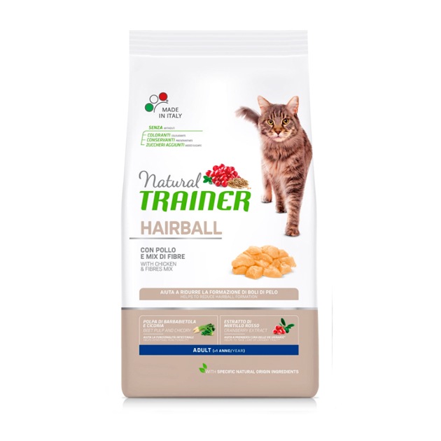 фото Сухой корм для кошек trainer solution hairball, для выведения шерсти, курица, 0,3кг