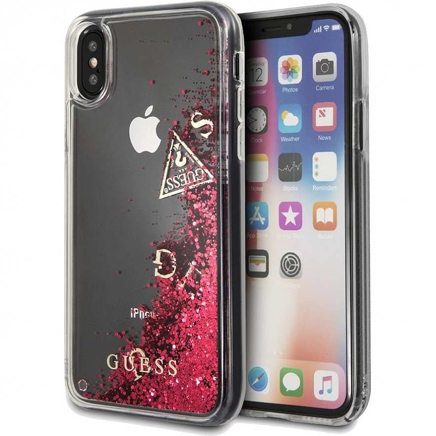 

Чехол Guess Liquid Glitter для Phone X/Xs Transparen/Red, Красный