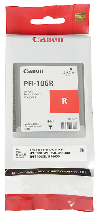 

Картридж для струйного принтера Canon PFI-106 R красный, оригинал, PFI-106 R
