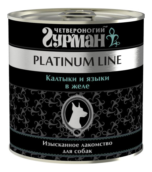 Консервы для собак Четвероногий Гурман Platinum line, калтыки и языки в желе, 240г