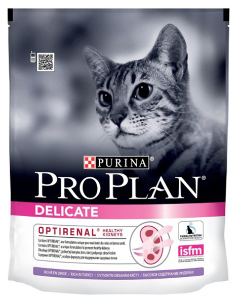 

Сухой корм для кошек PRO PLAN Delicate Optirenal, индейка,0,4кг, Delicate Optirenal