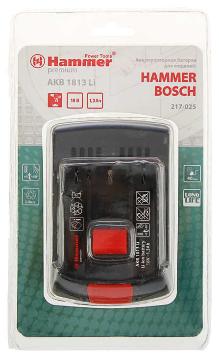 фото Аккумулятор hammer akb1813li premium для bosch 179904