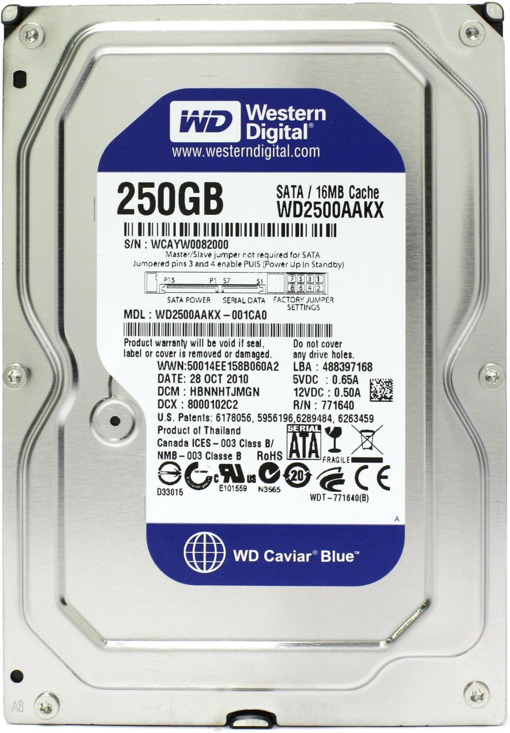 фото Внутренний жесткий диск western digital hdd 250gb caviar blue (wd2500aakx)