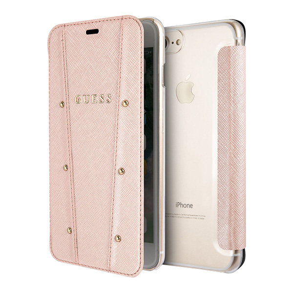 фото Чехол guess kaia collection booktype pu для iphone x/iphone xs pink gold