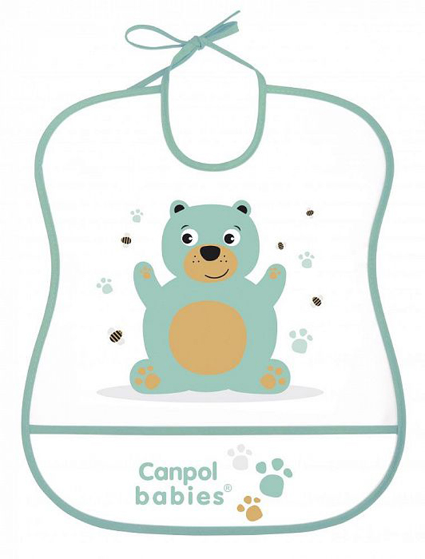 фото Нагрудник пластиковый мягкий canpol арт. 2/919 цвет цвет: бирюзовый, рисунок: мишка canpol babies