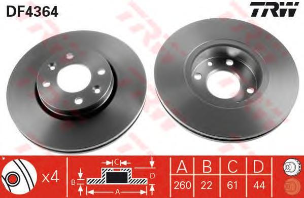 фото Тормозной диск trw/lucas df4364