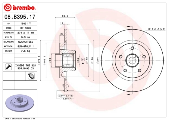 фото Тормозной диск brembo 08b39517