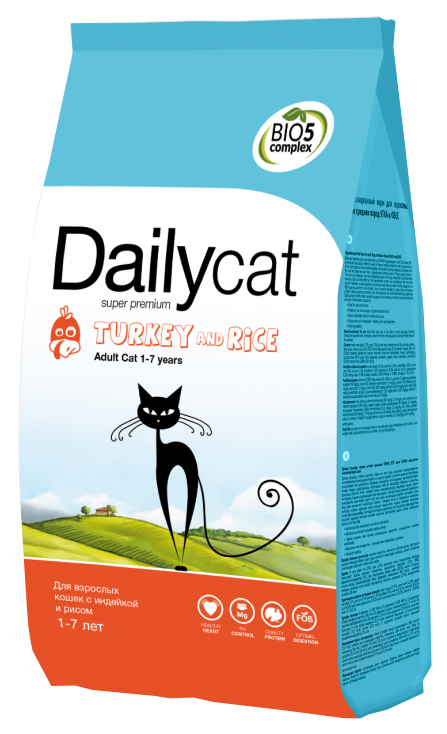 фото Сухой корм для кошек dailycat adult, индейка и рис, 10кг