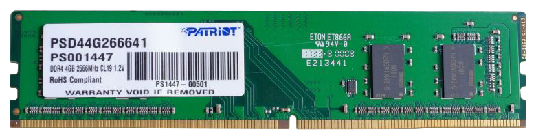 

Оперативная память Patriot Signature 4Gb DDR4 2666MHz (PSD44G266641), Signature Line