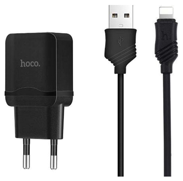 фото Сетевое зарядное устройство hoco c22ai, 1xusb, 2,4 a, black