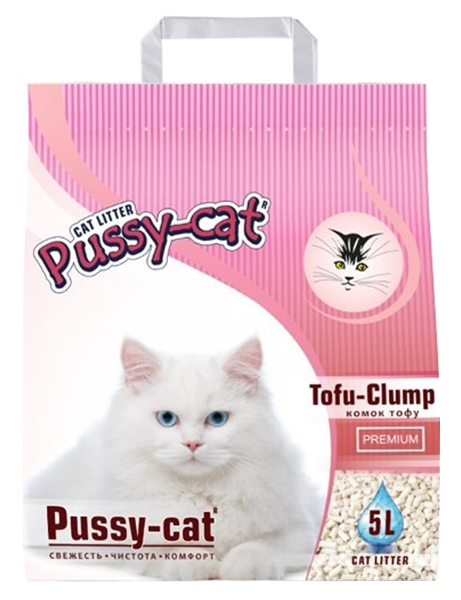 фото Комкующийся наполнитель для кошек pussy-cat premium tofu-clump цеолитовый, 3 кг, 5 л