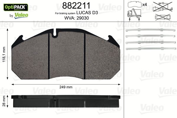 

Тормозные колодки Valeo дисковые 882211