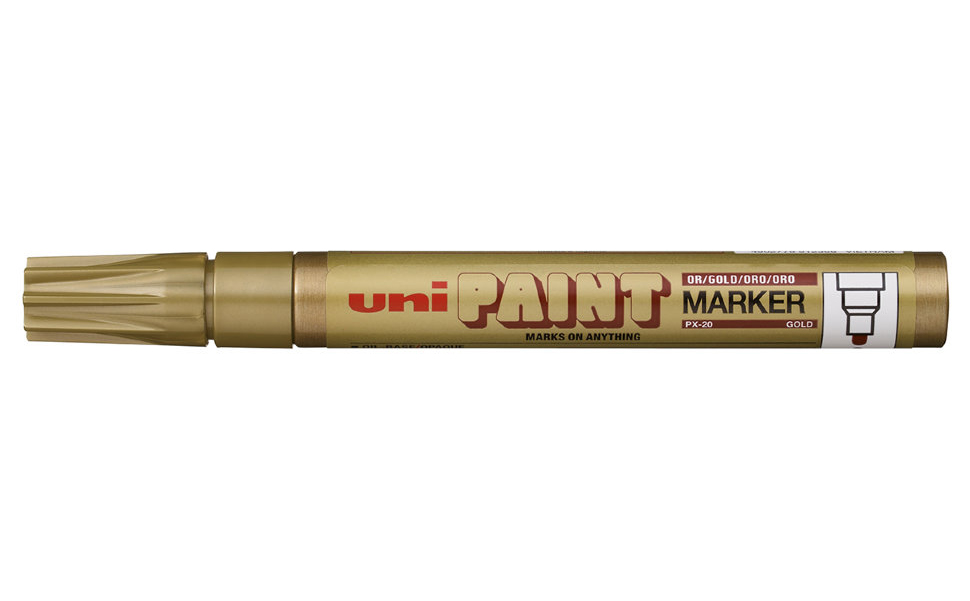 

Маркер перманентный Uni Paint PX-20 2,2-2,8мм овальный (золотой, 1 штука), Золотистый