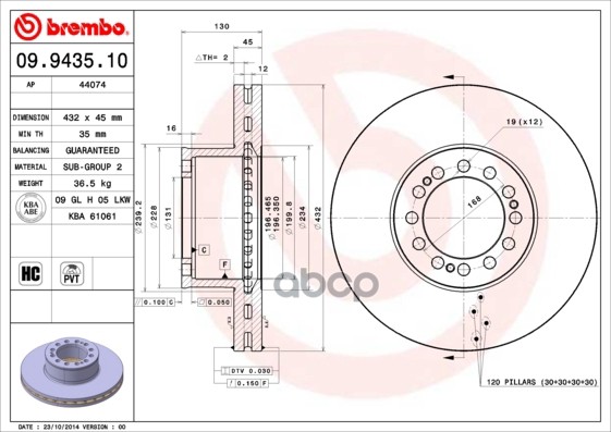 фото Тормозной диск brembo 09943510