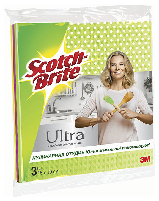 фото Салфетка для уборки 3m scotch-brite ultra впитывающая 3 шт